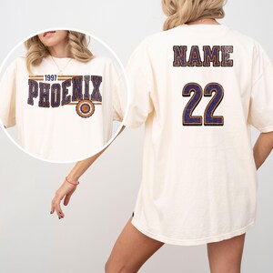 Custom Phoenix Basketball Retro Unisex Tee, Mercury Basketball Team Shirt, Custom Name & Number, Personalized Sports Fan Shirt, Women Sports