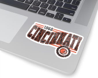 Cincinnati voetbal Kiss-Cut vinyl decal, Bengalen laptop sticker, American Football fan sticker, voetbal minnaar cadeau, retro voetbal sticker