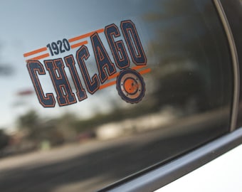 Chicago Football Kiss-Cut Vinyl Decal, Bear Laptop Sticker, American Football Fan Sticker, Football Lover Gift, Retro Football Sticker
