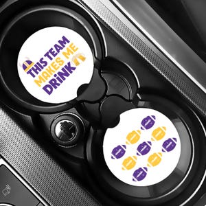 Minnesota Football Soapstone Car Coasters, Viking Football Team Cup Holder Coasters, Retro Kevin O&#39;Connell Gift, Gifts for Viking Fans