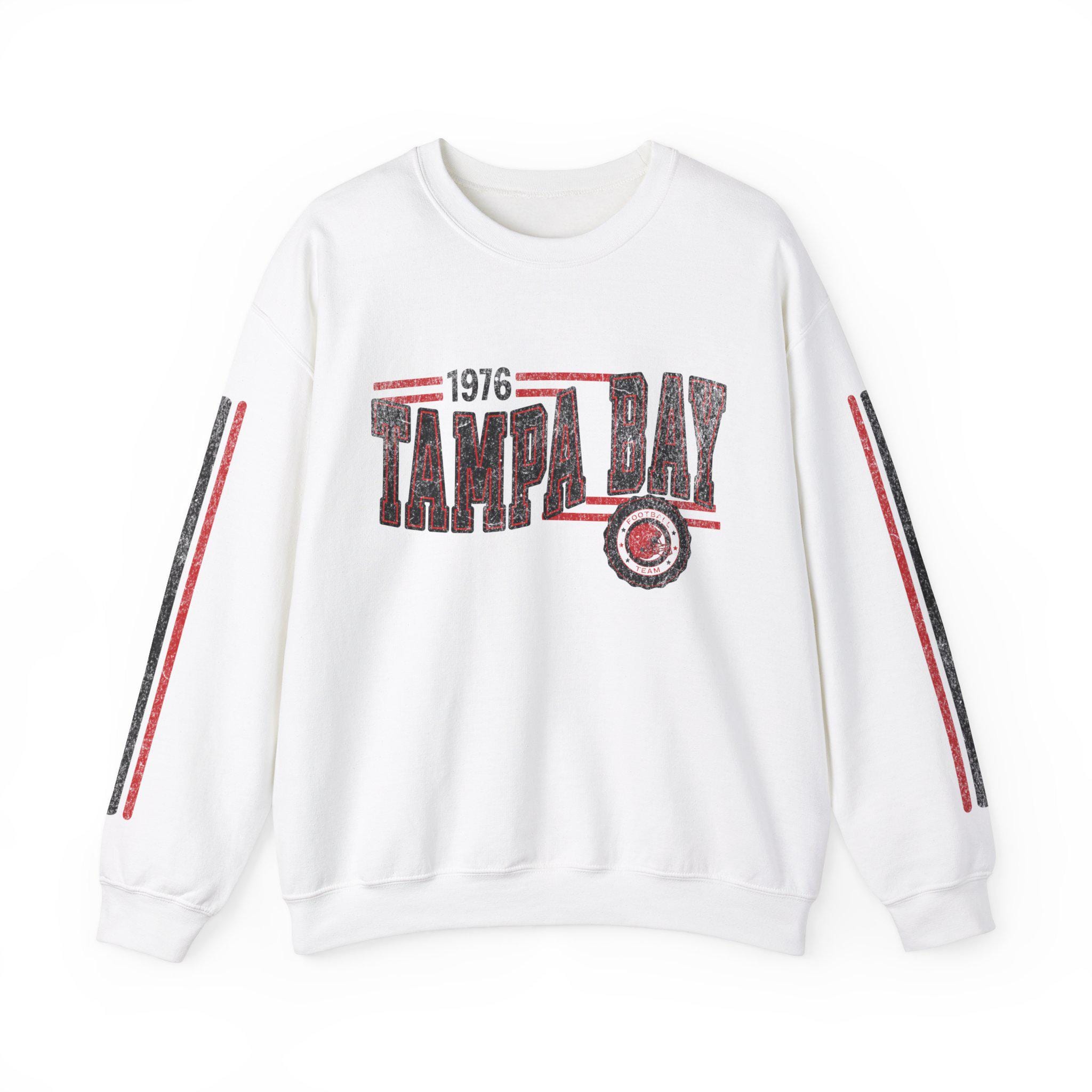 Discover Tampa Bay Football Retro Crewneck Sweatshirt, Buccaneer Retro Stripe Sleeve Shirt, Tampa Bay Unisex Shirt, Game Day Shirt, Buccs Fan Gift