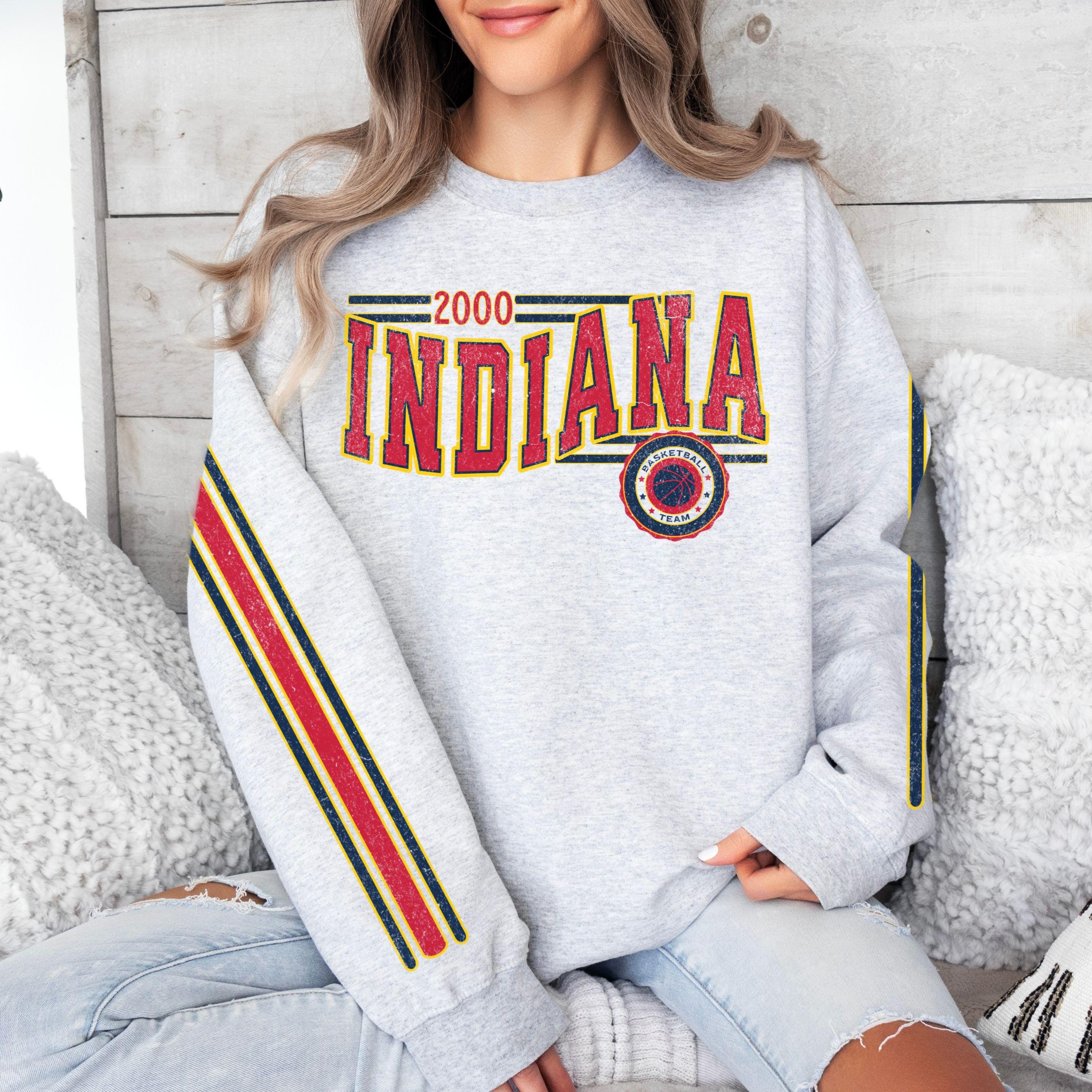 Discover Indiana Women's Basketball Retro Crewneck Sweatshirt, Fever Basketball Team Shirt, Unisex Retro Stripe Sleeve Printing, Vintage Basketball