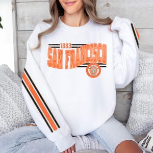 San Francisco Baseball Vintage Retro Sweatshirt, Unisex Giant Sleeve Print Crewneck, Throwback Style Sweatshirt, Gift for Baseball Fans