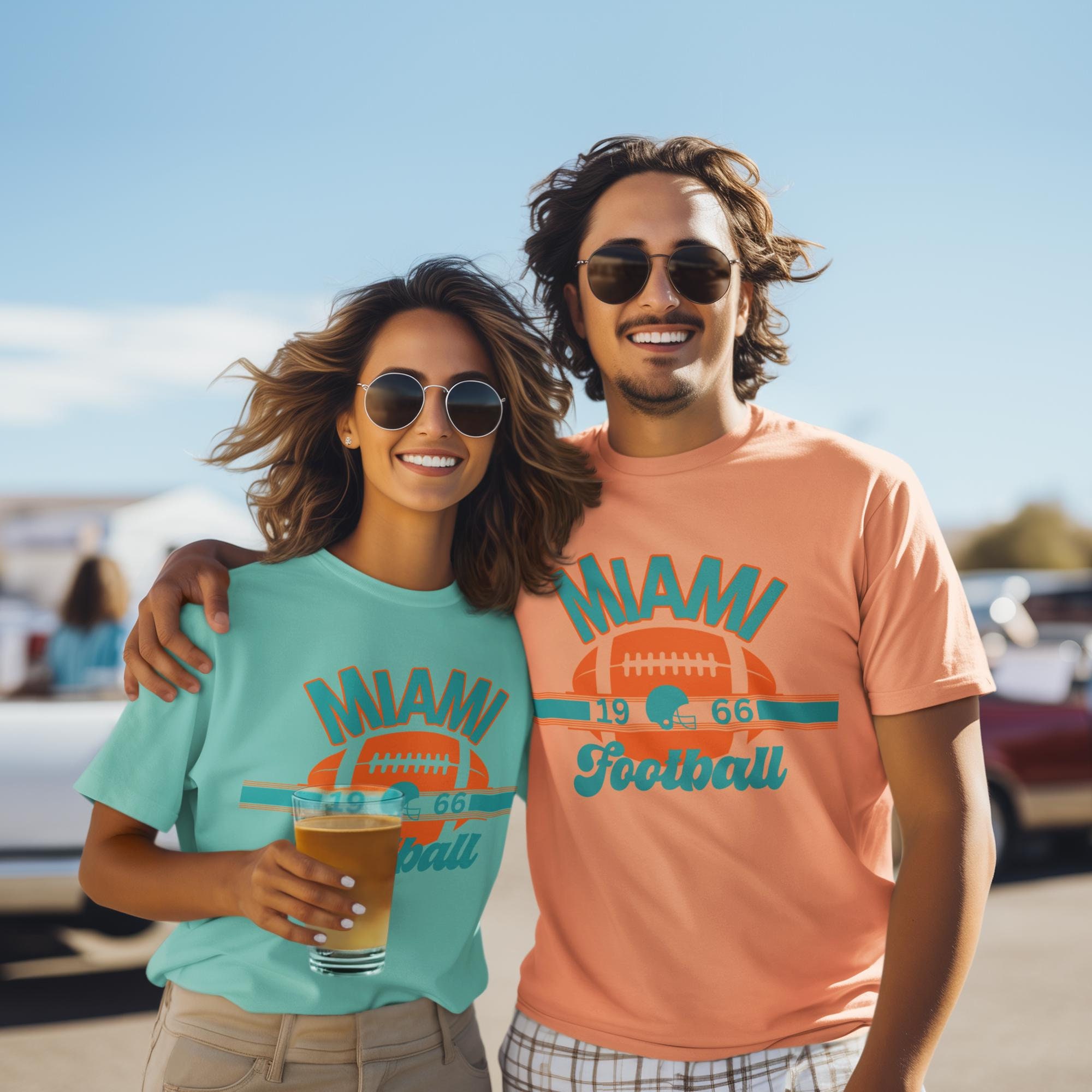 Miami Football Vintage T-shirt, Miami Dolphin Throwback Tee