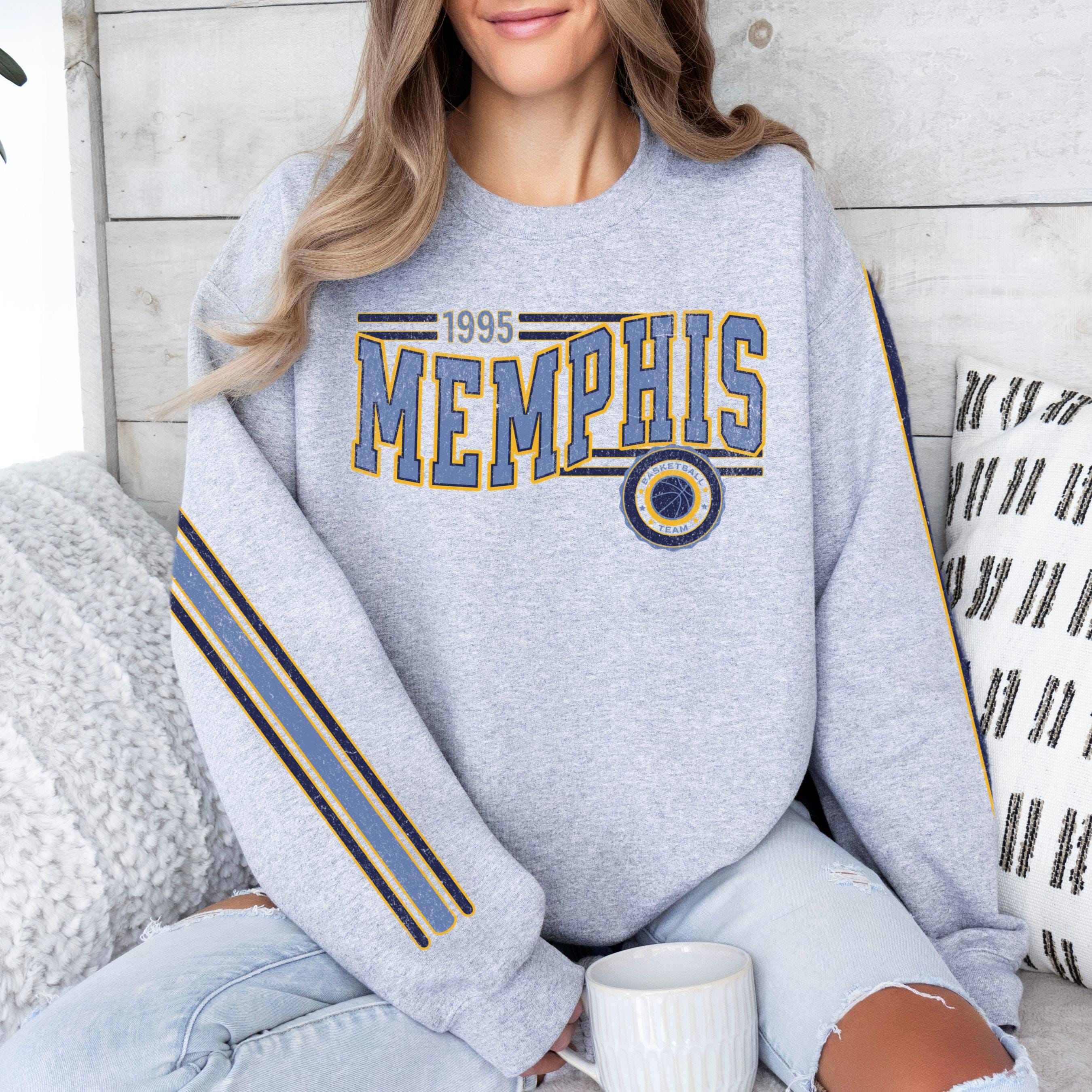 Discover Memphis Basketball Retro Unisex Sweatshirt, Grizzlie Basketball Fan Gift, Crewneck Vintage Jumper, Sports Fan Apparel, Basketball Fan Gift