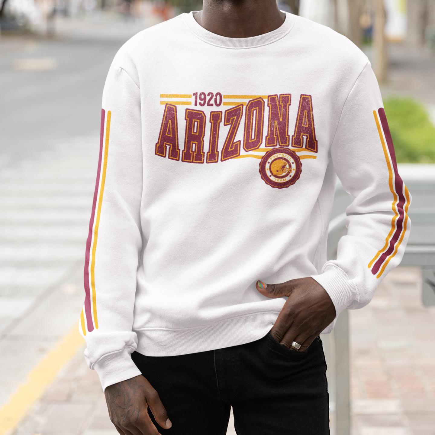 Discover Arizonna Football Retro Crewneck Sweatshirt, Cardinal Retro Stripe Sleeve Sweatshirt, Arizonna Unisex Shirt, Game Day Shirt, Cardinal Fan Gift