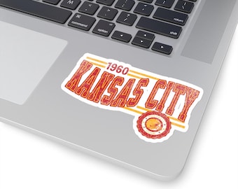 Kansas City Football Kiss-Cut Vinyl Decal, Chief Laptop Sticker, American Football Fan Sticker, Football Lover Gift, Retro Football Decal
