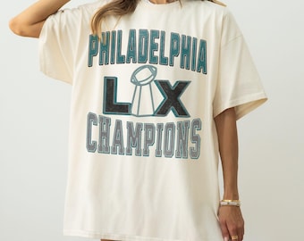 Philadelphia Football Team National Champs 24-25 uniseks softstyle T-shirt, retro adelaar voetbalshirt, vintage adelaar kampioenschap ronde hals