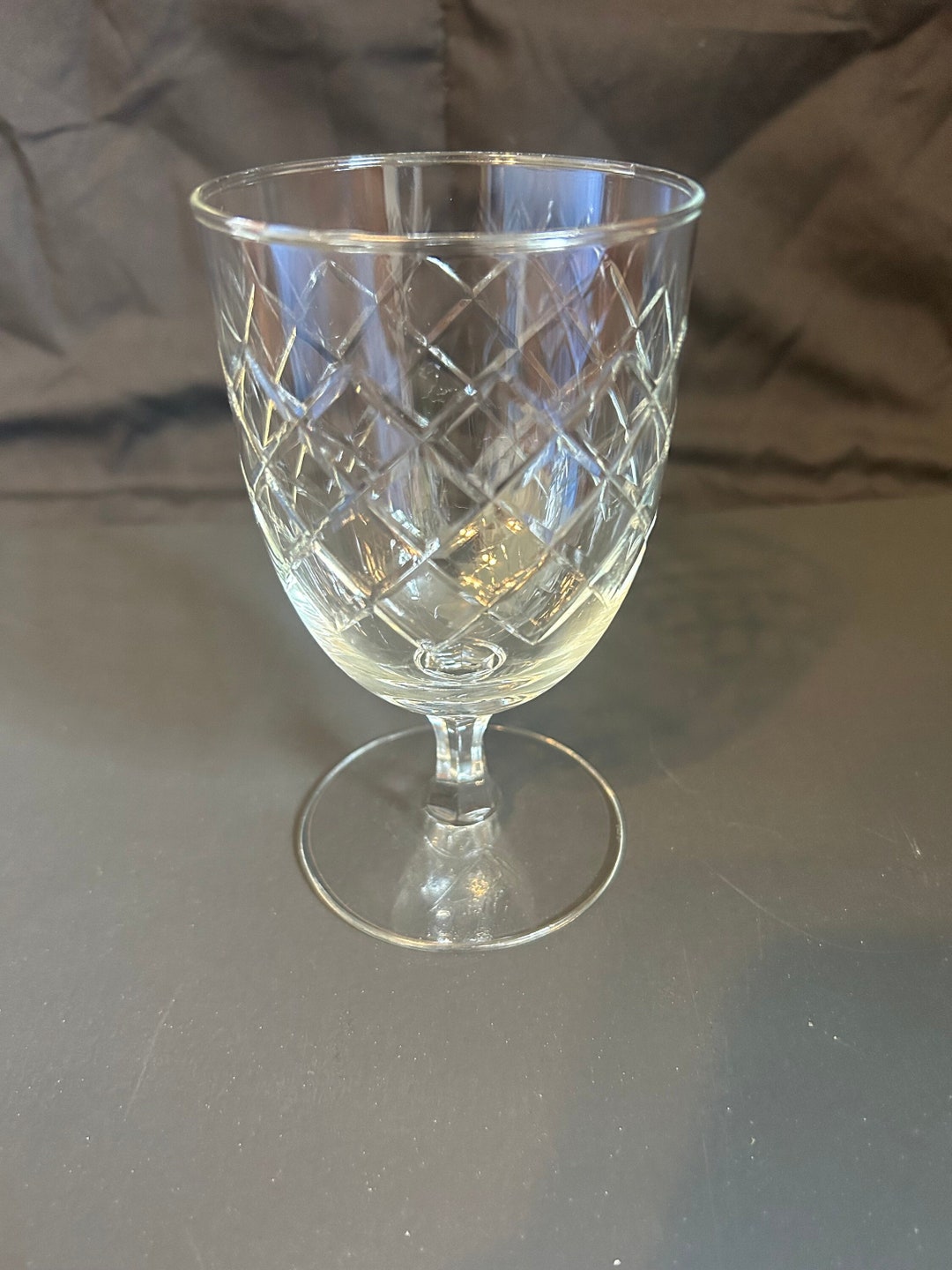Vintage Diamond Design Short Stem Wine Glass Set of 4 Etsy