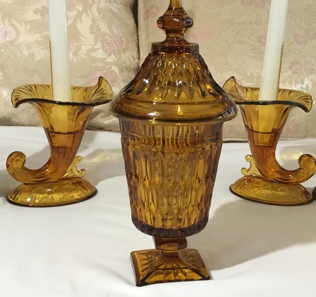 Vintage Amber Carnival Candy Dish by Indiana Glass Company Etsy