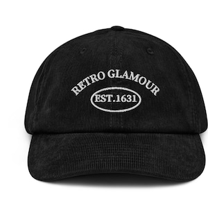 Embroidered Retro Glamour Corduroy Hat, Handmade Embroidered Corduroy Dad Cap, 100% Cotton Headwear Accessories, Old Fashion Gift for Mom