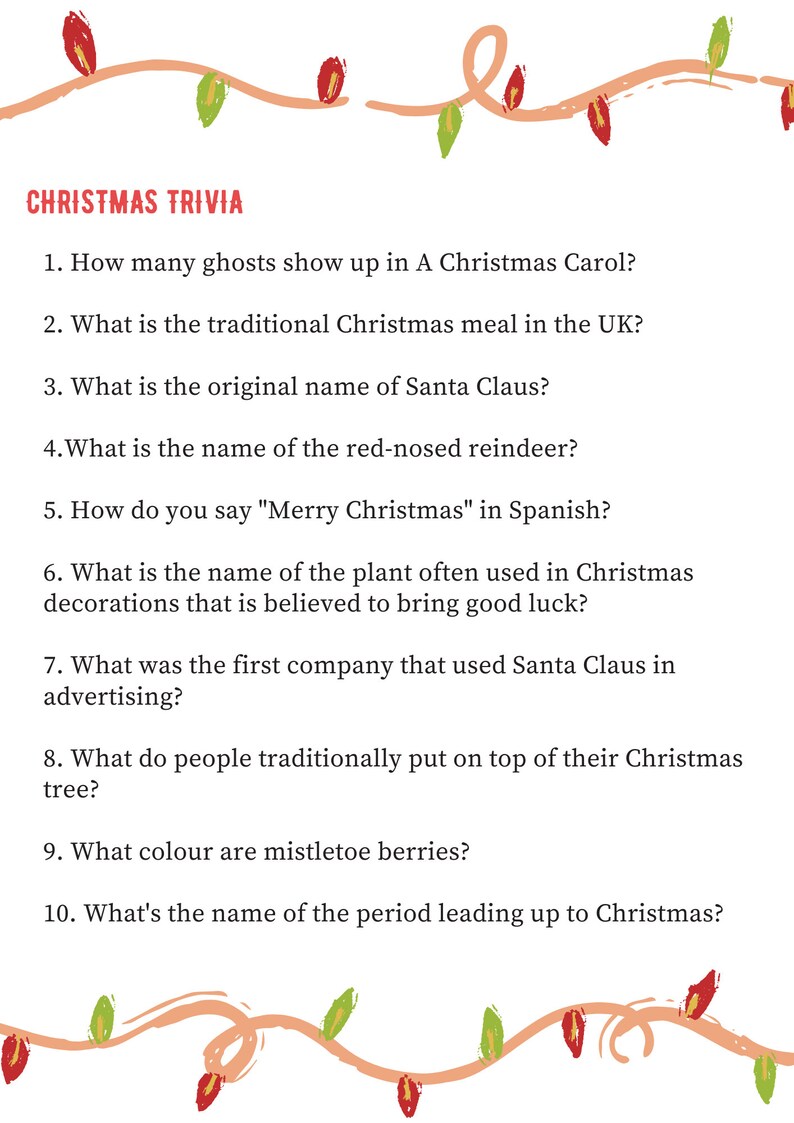 Christmas Quiz 6 Rounds of Christmas Quiz Questions Christmas Day ...