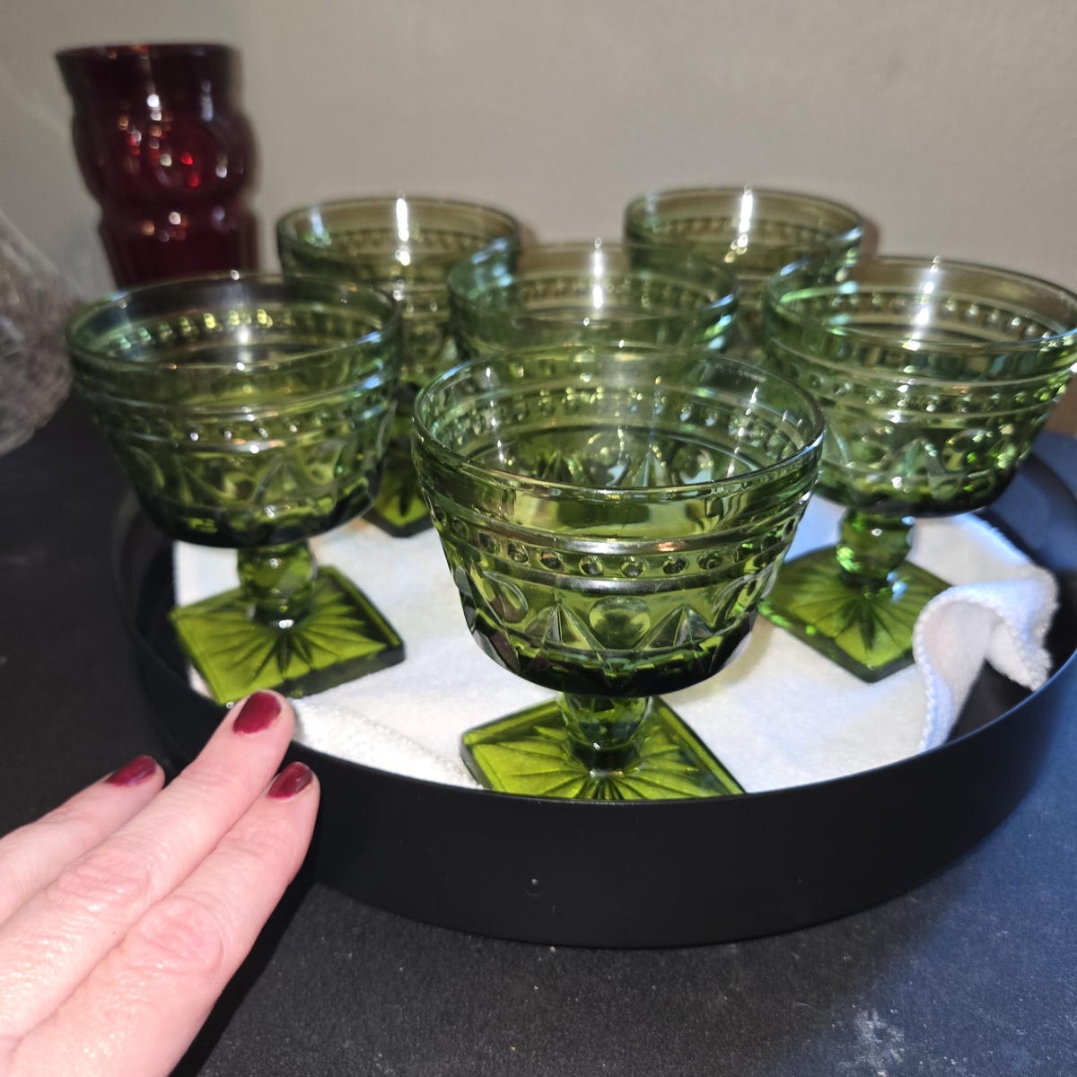 6 Colony Park Avocado Green Glasses - Etsy
