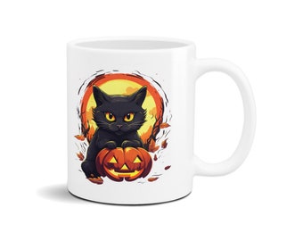 Halloween Mug, Funny Halloween Coffee Mug, Spooky Season Mug, Halloween Gift, Halloween Black Cat Mug, Cat Lovers Gift, Halloween Cup