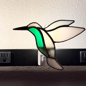 Stained glass night light Stain glass hummingbird night light Handmade by ivystainedglassart Commissions always welcome