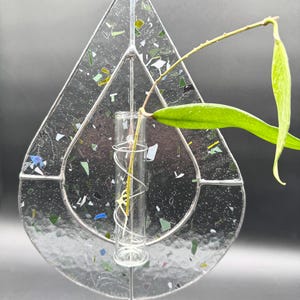 Handmade Stained Glass Plant Propagation Station: 7.75” x 11”