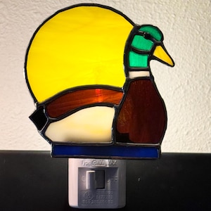 Stained glass duck night light Stain glass led night light Handmade by ivystainedglassart Commissions always welcome