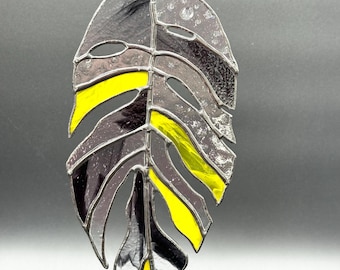 Handmade Stained Glass Monstera Leaf Suncatcher