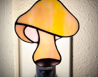 Handmade Stained Glass Mushroom Night Light