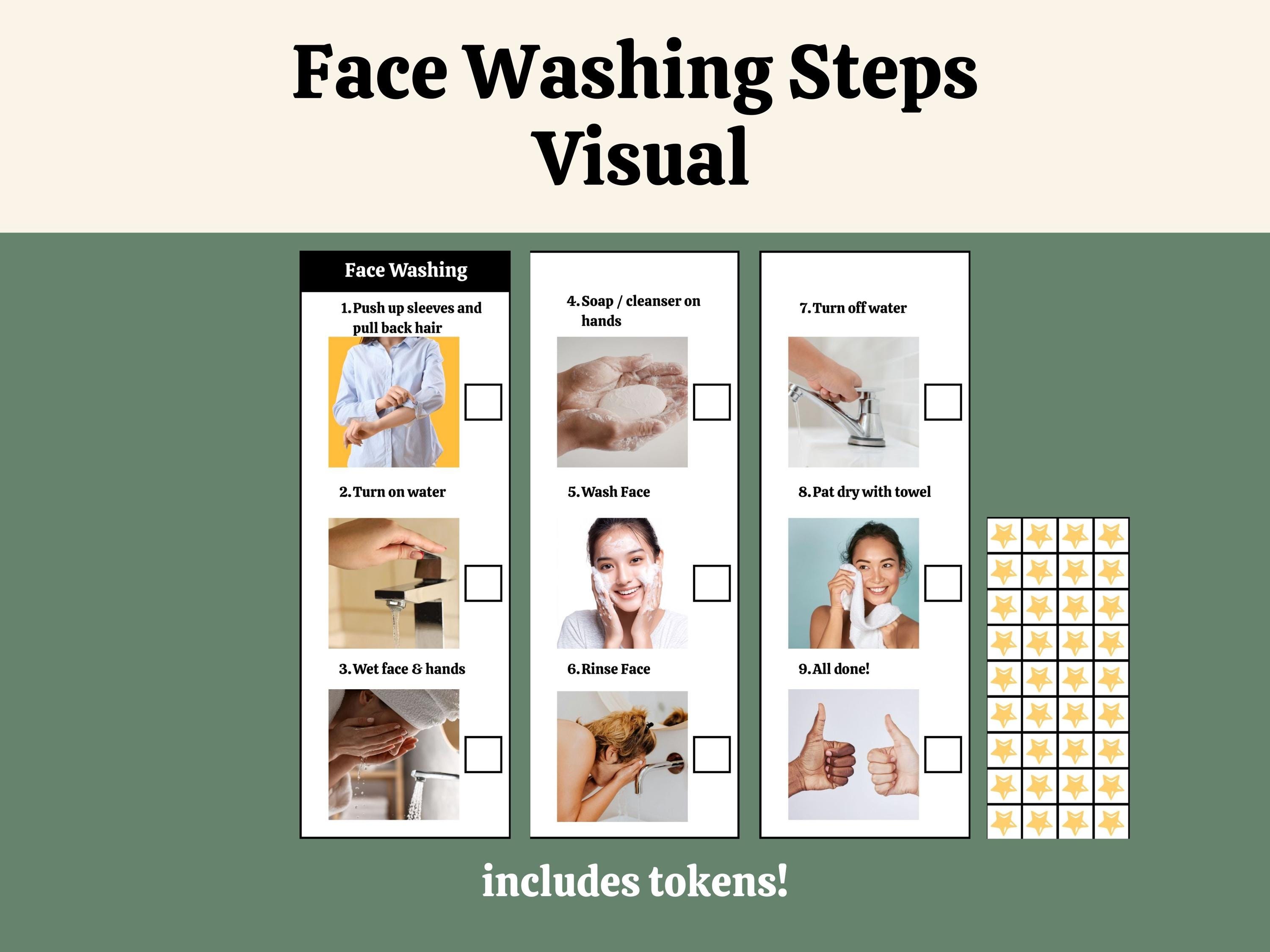 Washing Face Visual Steps | Real Photo Autism Life Skills | Interactive ...