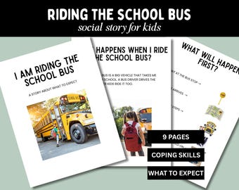 School Bus Social Story, Riding the Bus Visual Schedule Printable, Autism First Bus Ride PDF, Bus Rules & Coping Skills, ABA SPED Resource