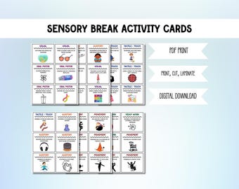 Sensory Activity Break Cards, Autism ADHD Regulation Tools (Digital Download)