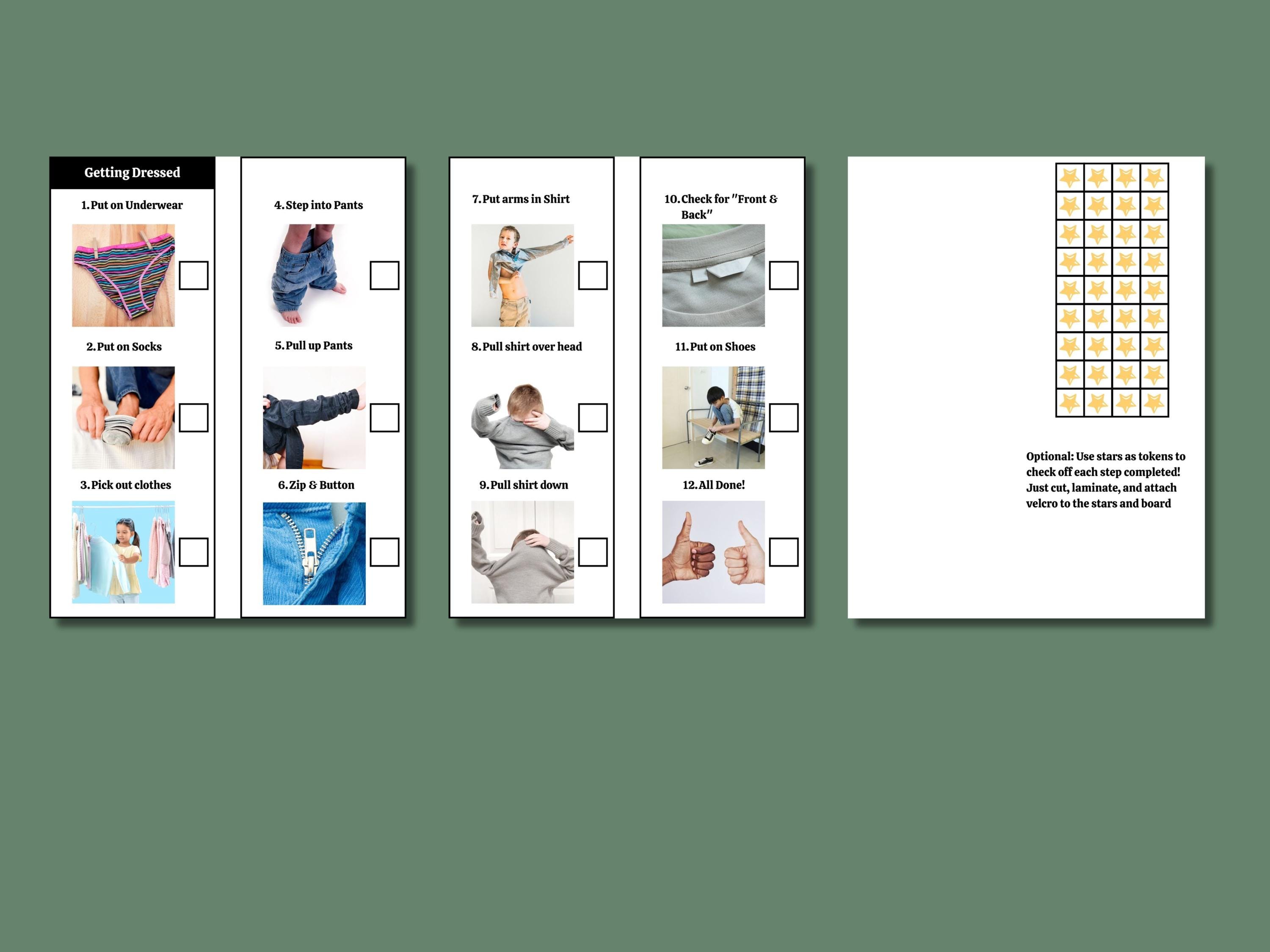 Real Photo Getting Dressed Visual Routine Checklist for Kids Teens ...
