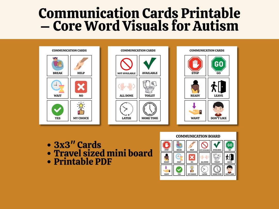 Communication Cards Printable – Core Word Visuals for Autism, AAC ...