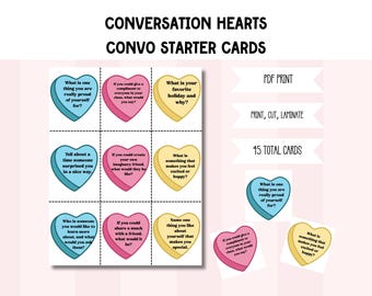 Valentine's Day Conversation Starter Cards, Kids Vday Activity (Printable PDF)