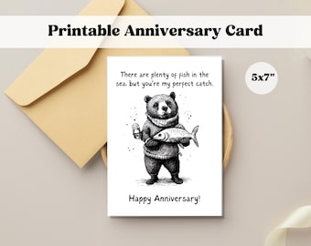 Funny Fish Anniversary Card for Partner, 5x7 (Digital Download)