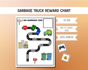 Garbage Truck Reward Chart Digital Download | Behavior and Teaching Visuals | Potty Training