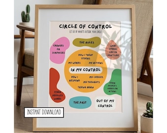 Circle of Control Printable Wall Art, Motivational Classroom Digital Print, Counselor Decor Download