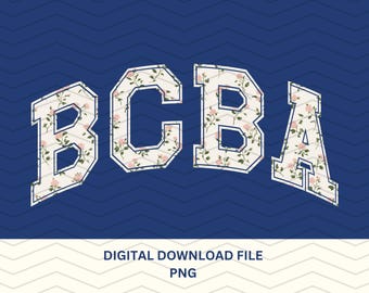 BCBA Varsity PNG with Roses, Floral Behavior Analyst Shirt PNG, Collegiate Sublimation Design