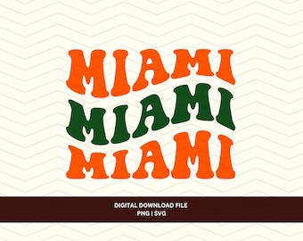 Retro Miami Football SVG PNG, Green and Orange Wavy Design (Digital Download)
