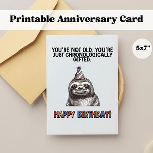 Carte d'anniversaire imprimable drôle paresseux, carte d'anniversaire humoristique à télécharger, carte de voeux en téléchargement numérique 5 x 7