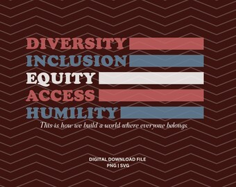 Diversity Inclusion Equity PNG SVG, Retro Flag Design (Digital Download)