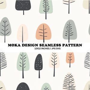Boho tallar sömlösa mönster, pastell minimalistisk design (JPG, SVG)