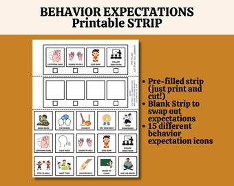 Behavior Expectations Visual Strip – Autism Special Education Visual Support – Printable Classroom, Therapy & Home Tool (PDF)