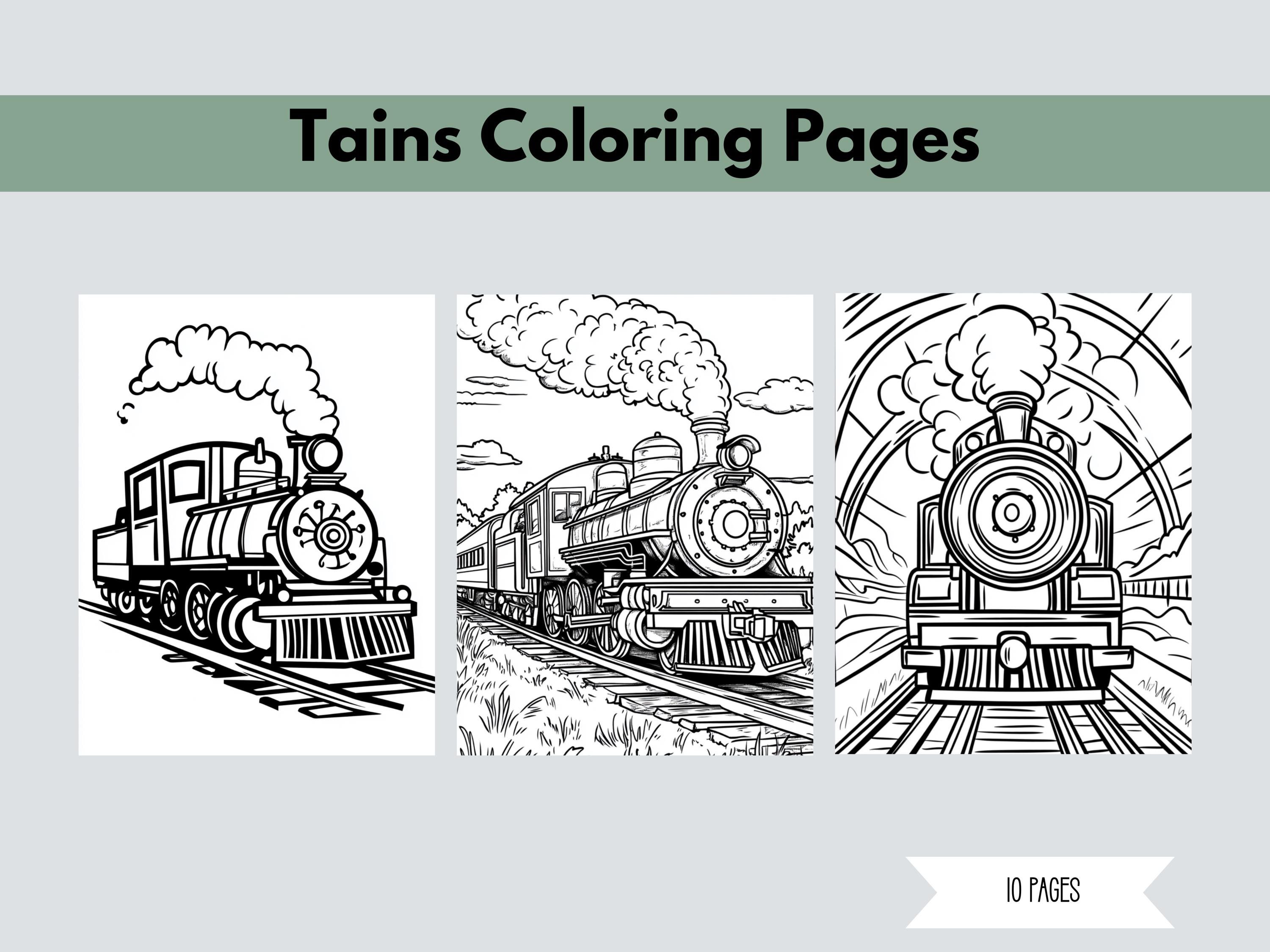Trains Coloring Pages for Kids, Set of 10 (printable) - Etsy
