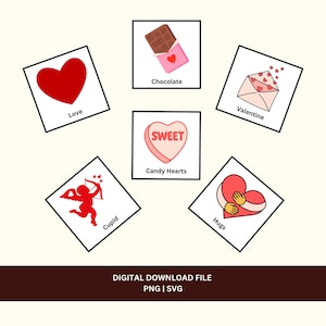 バレンタインデー特別教育 png svg ファイル、スピーチコミュニケーションカード、自閉症受容 svg png、ABA Ot セラピーデザイン