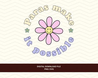 Floral Para Design, Retro Paraprofessional T-shirt Tumbler (SVG PNG)