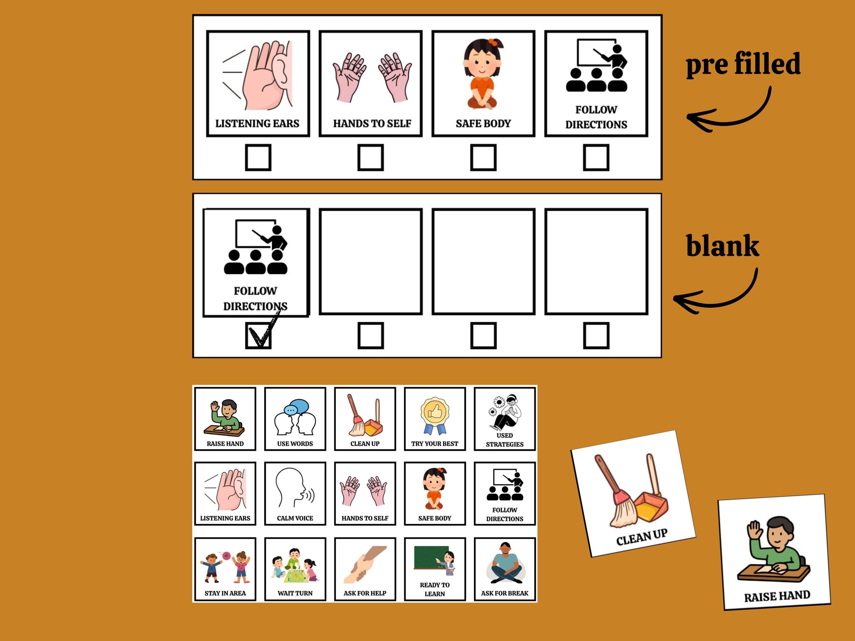 Behavior Expectations Visual Strip – Autism Special Education Visual ...