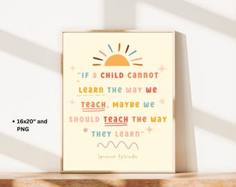 Boho Classroom Wall Art Printable | “Teach the Way They Learn” Quote | Inclusive Classroom Decor