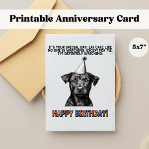 Carte d'anniversaire imprimable chien drôle, carte d'anniversaire humoristique à télécharger, carte de voeux en téléchargement numérique 5 x 7