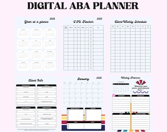 Planificador digital retro BCBA 2026, planificador ABA con hipervínculos para analistas de comportamiento, estudiantes y gestores de casos