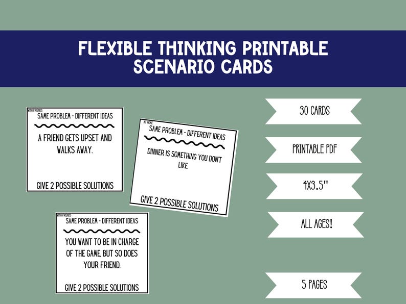 Flexible Thinking Scenarios Cards, Problem-solving Cards for Kids ...