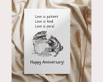 Funny Raccoon Anniversary Card for Partner, Printable Card (Digital Download)