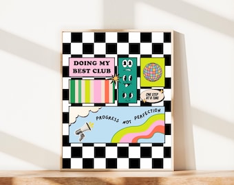 Doing My Best Club– Retro Motivational Classroom Clinic Poster (16x20” Printable PNG)