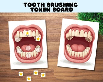 Printable Tooth Brushing Token Board, Kids Visual Aid, Autism Teaching Tools (PDF Download)