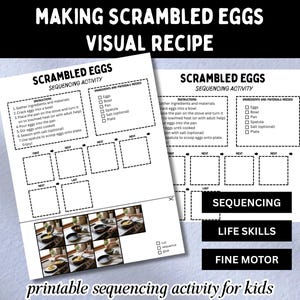 Making Scrambled Eggs Visual Recipe | Life Skills Sequencing Activity | Special Education Cooking Task Analysis | Autism Visuals